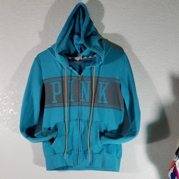 PINK Victoria's Secret Jackets & Blazers - SP Pink zipper hoodie in blue